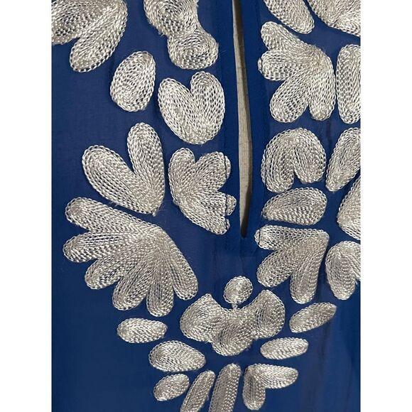 KAS New York Blue & White Silk Dress, Cover Up, Tunic Size Large - Picture 3 of 5